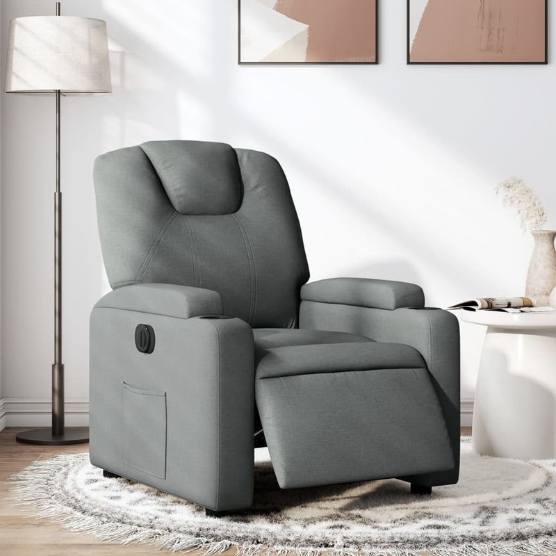 Casa si Gradina - Mobilier - Scaune si fotolii - Fotolii - Fotoliu rabatabil electric, gri inchis, material textil - Infinity.ro