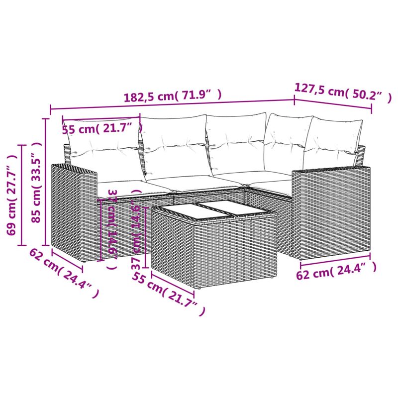 Casa si Gradina - Gradina si terasa - Mobilier exterior - Seturi mobila gradina - Set canapele de gradina cu perne, 5 piese gri deschis poliratan - Infinity.ro