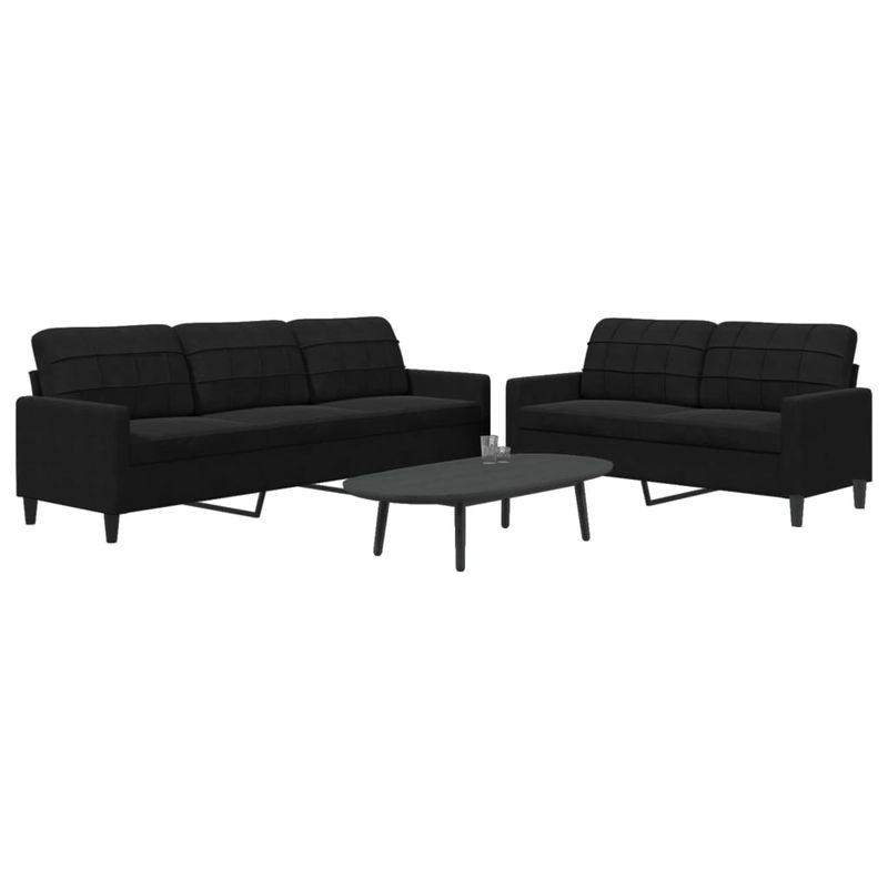 Casa si Gradina - Mobilier - Seturi de mobilier - Seturi living - Set de canapele cu perne, 2 piese, negru, catifea - Infinity.ro