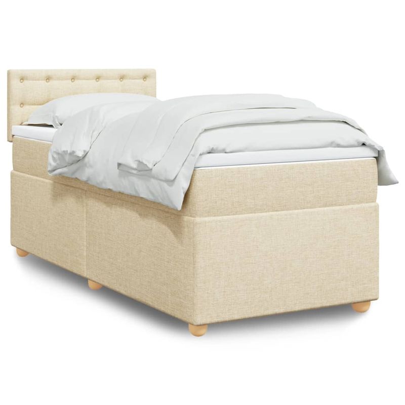 Casa si Gradina - Mobilier - Paturi si accesorii - Paturi - Pat box spring cu saltea, crem, 80x200 cm, textil - Infinity.ro