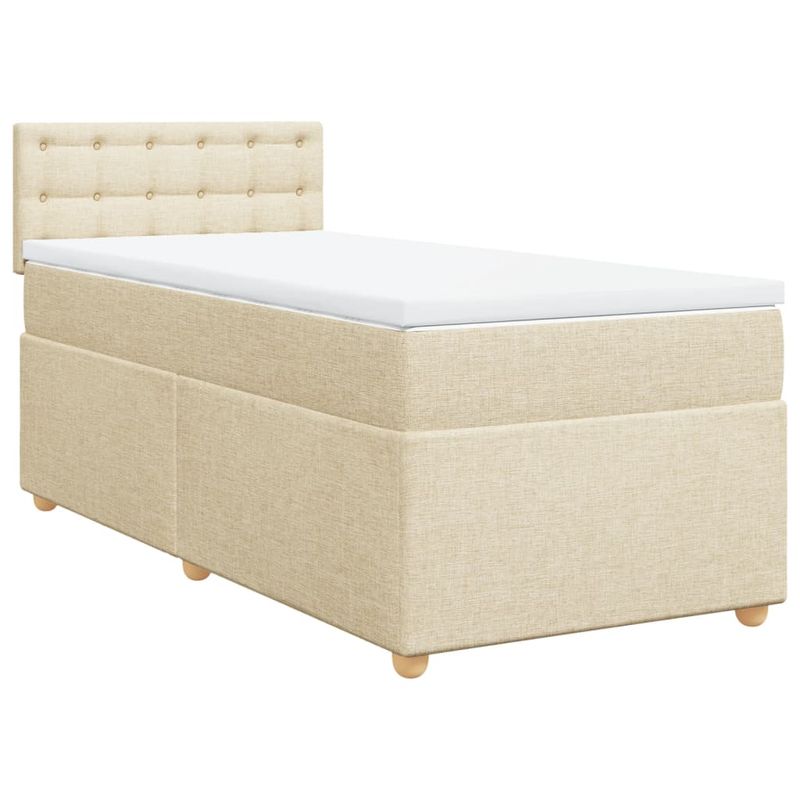 Casa si Gradina - Mobilier - Paturi si accesorii - Paturi - Pat box spring cu saltea, crem, 80x200 cm, textil - Infinity.ro