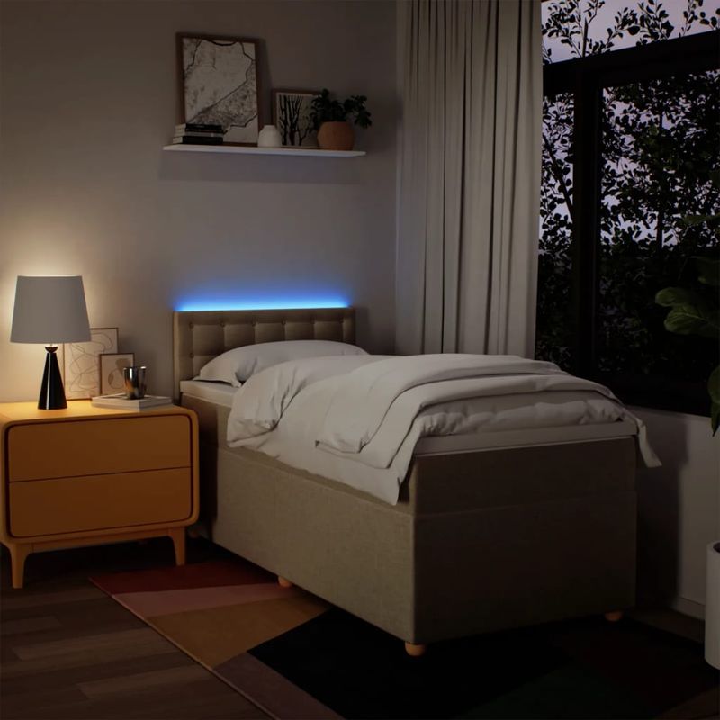 Casa si Gradina - Mobilier - Paturi si accesorii - Paturi - Pat box spring cu saltea, crem, 80x200 cm, textil - Infinity.ro