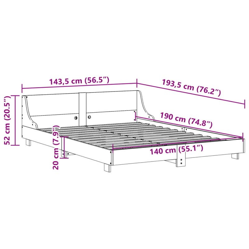 Casa si Gradina - Mobilier - Paturi si accesorii - Paturi - Cadru de pat cu tablie, 140x190 cm, lemn masiv pin - Infinity.ro