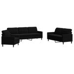 Casa si Gradina - Mobilier - Seturi de mobilier - Seturi living - Set de canapele cu perne, 3 piese, negru, catifea - Infinity.ro