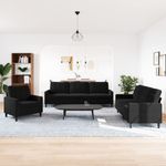 Casa si Gradina - Mobilier - Seturi de mobilier - Seturi living - Set de canapele cu perne, 3 piese, negru, catifea - Infinity.ro