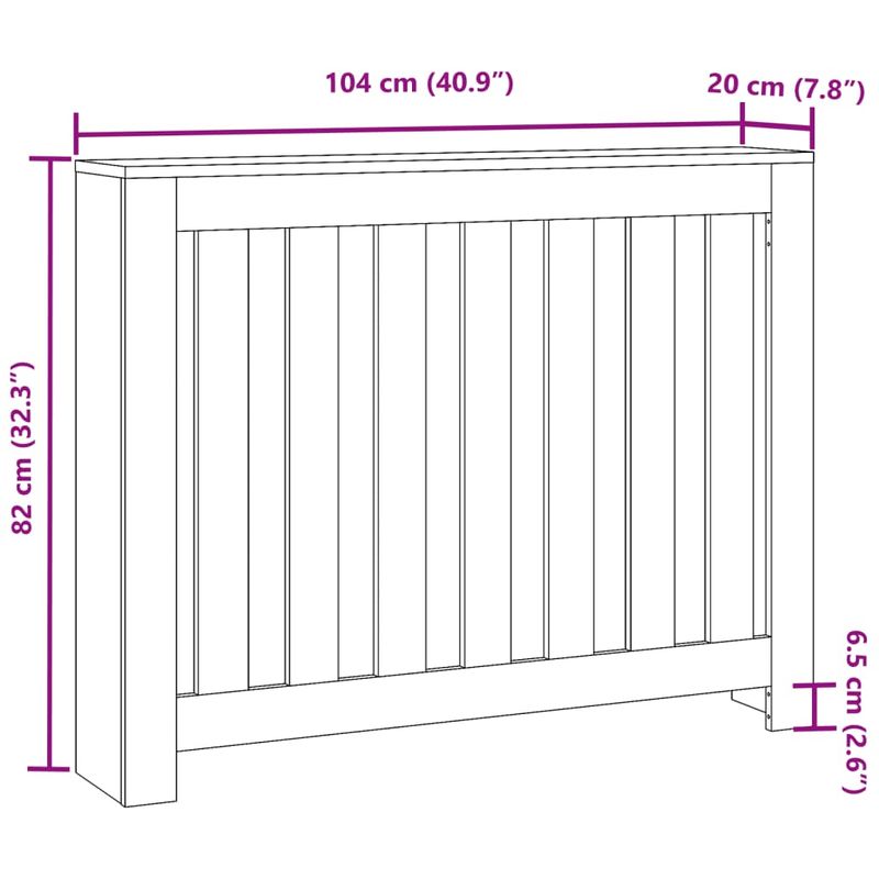Casa si Gradina - Termice - Calorifere si accesorii - Accesorii calorifere - Masca de calorifer, stejar fumuriu, 104x20x82 cm lemn prelucrat, design lamele verticale - Infinity.ro