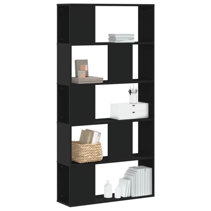 Casa si Gradina - Mobilier - Biblioteci si rafturi - Biblioteci - Biblioteca cu 5 niveluri negru 80,5x23,5x162,5cm lemn prelucrat - Infinity.ro