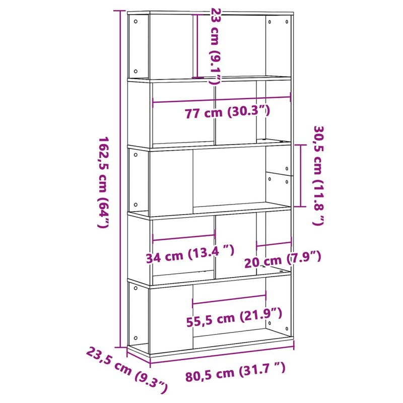 Casa si Gradina - Mobilier - Biblioteci si rafturi - Biblioteci - Biblioteca cu 5 niveluri negru 80,5x23,5x162,5cm lemn prelucrat - Infinity.ro