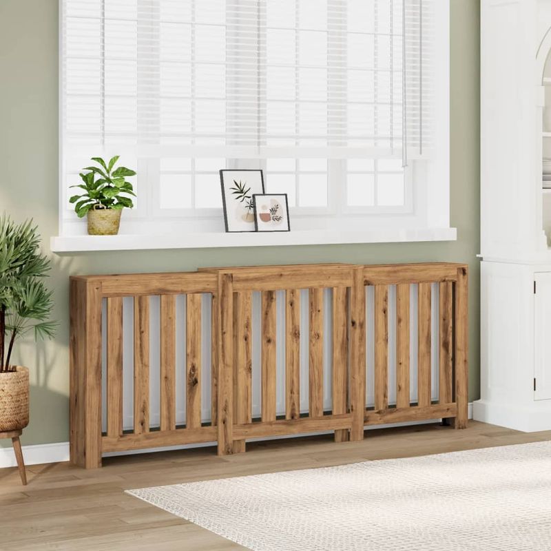Casa si Gradina - Termice - Calorifere si accesorii - Accesorii calorifere - Masca pentru calorifer stejar artizanal 205x21,5x83,5 cm lemn, design lamele verticale - Infinity.ro