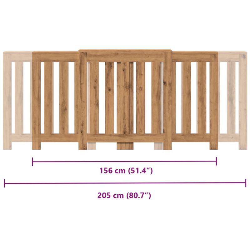 Casa si Gradina - Termice - Calorifere si accesorii - Accesorii calorifere - Masca pentru calorifer stejar artizanal 205x21,5x83,5 cm lemn, design lamele verticale - Infinity.ro