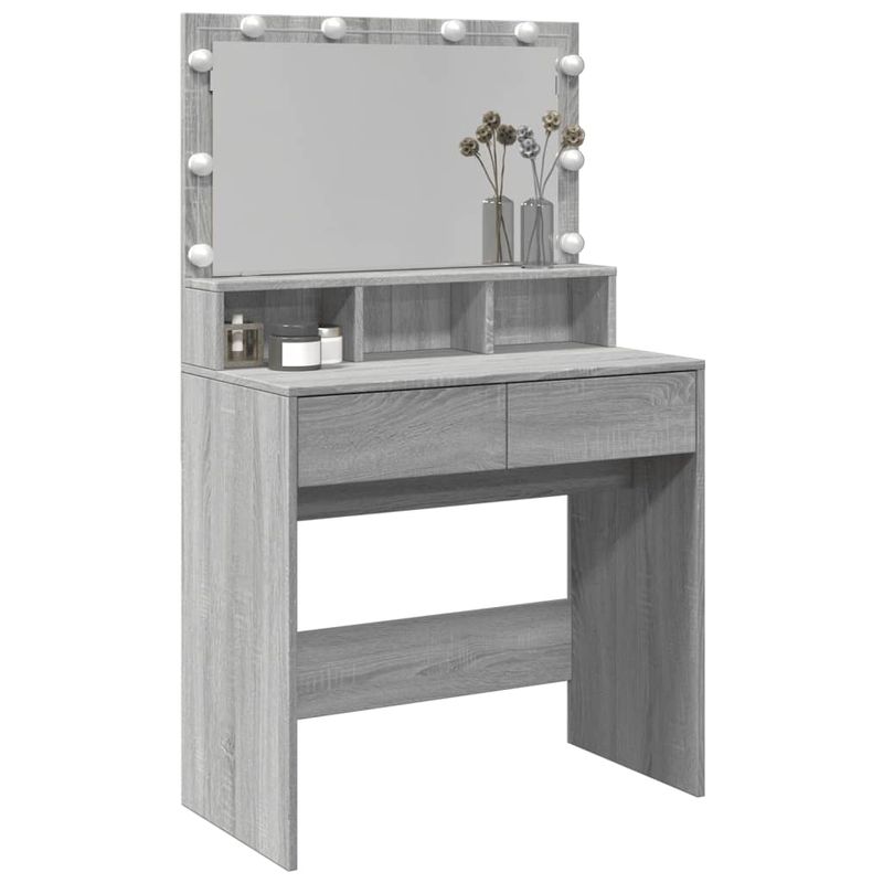 Casa si Gradina - Mobilier - Comode si corpuri - Masute de toaleta - Masa de toaleta cu LED, gri sonoma, 80x41x134,5 cm - Infinity.ro