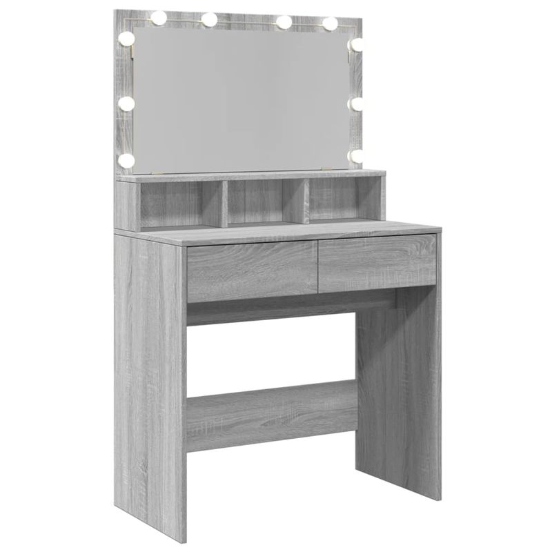 Casa si Gradina - Mobilier - Comode si corpuri - Masute de toaleta - Masa de toaleta cu LED, gri sonoma, 80x41x134,5 cm - Infinity.ro