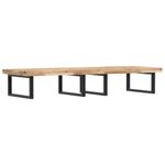 Casa si Gradina - Mobilier - Biblioteci si rafturi - Rafturi - Raft pentru lavoar montat pe perete, otel și lemn masiv acacia, maro și negru, mărime 120x50x4 cm, model dreptunghiular - Infinity.ro