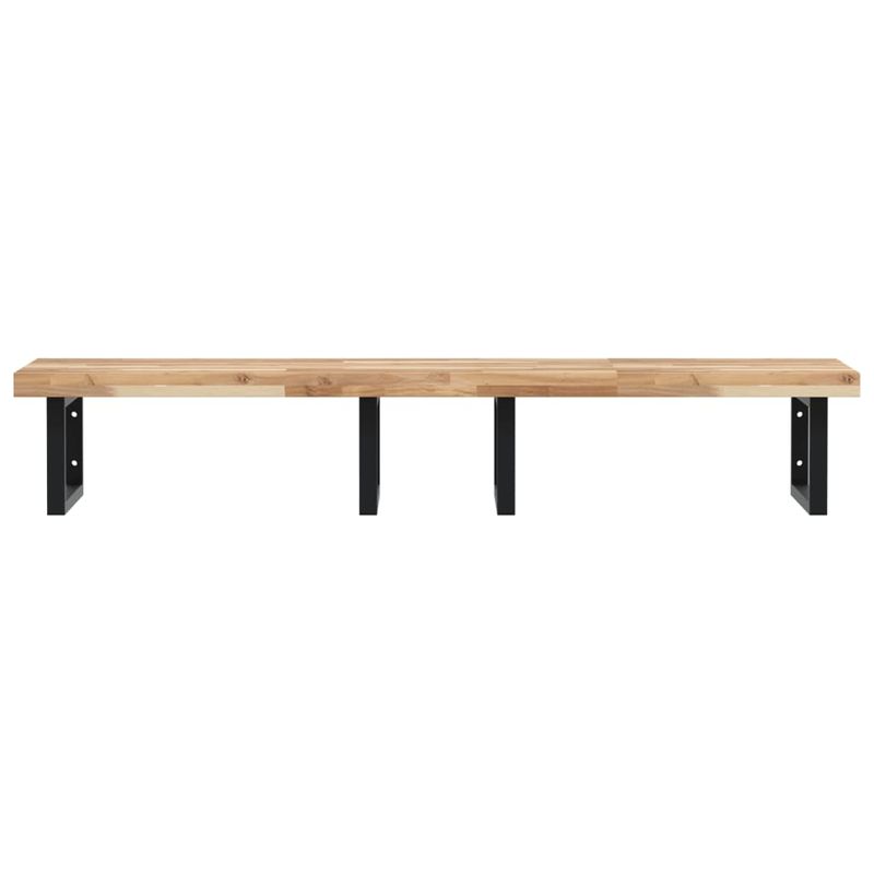 Casa si Gradina - Mobilier - Biblioteci si rafturi - Rafturi - Raft pentru lavoar montat pe perete, otel și lemn masiv acacia, maro și negru, mărime 120x50x4 cm, model dreptunghiular - Infinity.ro