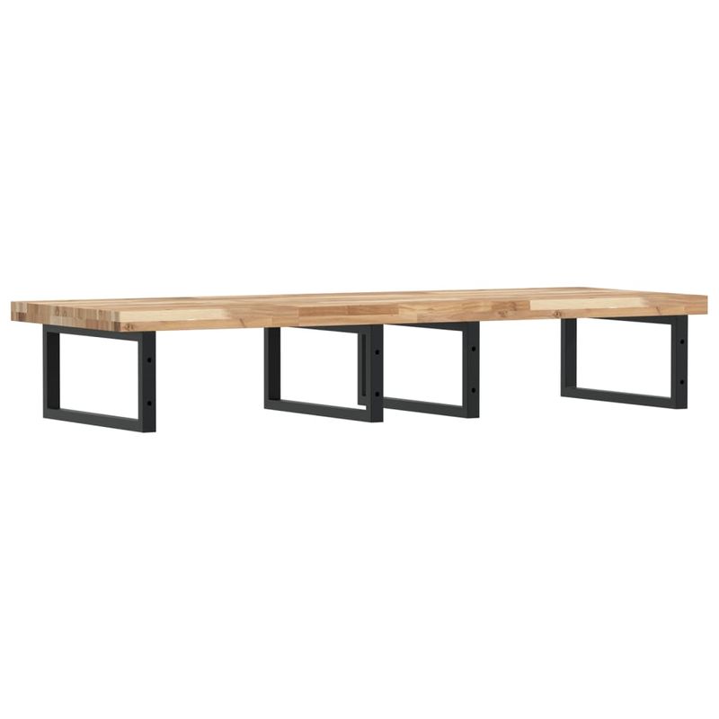 Casa si Gradina - Mobilier - Biblioteci si rafturi - Rafturi - Raft pentru lavoar montat pe perete, otel și lemn masiv acacia, maro și negru, mărime 120x50x4 cm, model dreptunghiular - Infinity.ro