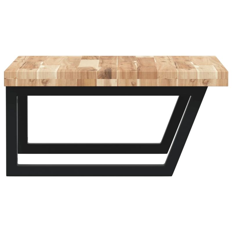 Casa si Gradina - Mobilier - Comode si corpuri - Masute de toaleta - Raft pentru lavoar montat pe perete, otel și lemn masiv acacia, maro și negru, mărime 60x60x4 cm, model trapez - Infinity.ro