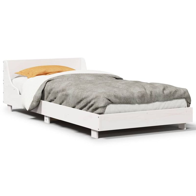 Casa si Gradina - Mobilier - Paturi si accesorii - Paturi - Cadru de pat cu tablie, alb, 100x200 cm, lemn masiv pin - Infinity.ro