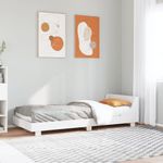 Casa si Gradina - Mobilier - Paturi si accesorii - Paturi - Cadru de pat cu tablie, alb, 100x200 cm, lemn masiv pin - Infinity.ro