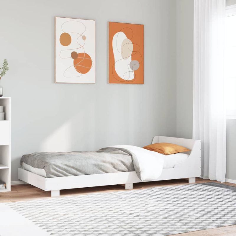 Casa si Gradina - Mobilier - Paturi si accesorii - Paturi - Cadru de pat cu tablie, alb, 100x200 cm, lemn masiv pin - Infinity.ro