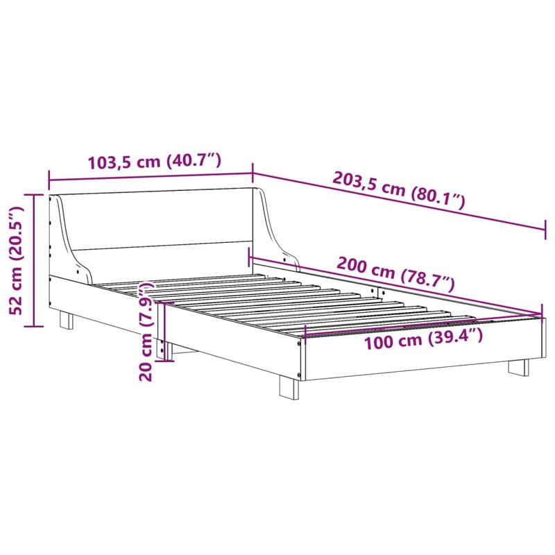 Casa si Gradina - Mobilier - Paturi si accesorii - Paturi - Cadru de pat cu tablie, alb, 100x200 cm, lemn masiv pin - Infinity.ro