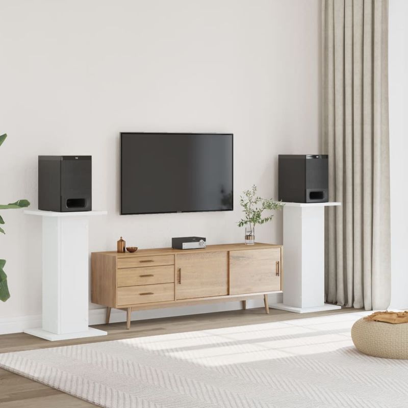 Casa si Gradina - Mobilier - Biblioteci si rafturi - Etajere - Suporturi difuzoare, 2 buc., alb, 30x30x80 cm, lemn prelucrat - Infinity.ro