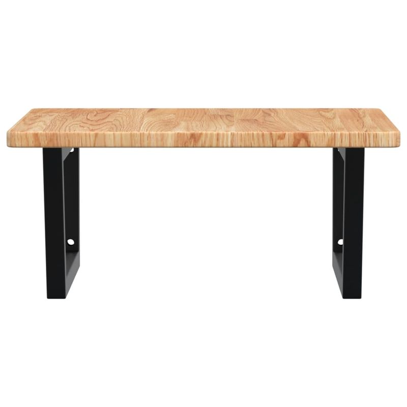 Casa si Gradina - Mobilier - Comode si corpuri - Masute de toaleta - Raft pentru lavoar montat pe perete, otel și lemn masiv stejar, maro deschis și negru, mărime 60x60x2.5 cm, model trapez - Infinity.ro