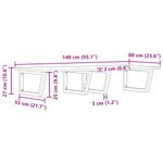 Casa si Gradina - Mobilier - Comode si corpuri - Masute de toaleta - Raft pentru lavoar montat pe perete, otel și lemn masiv acacia, maro închis și negru, mărime 140x60x2 cm, model trapez - Infinity.ro