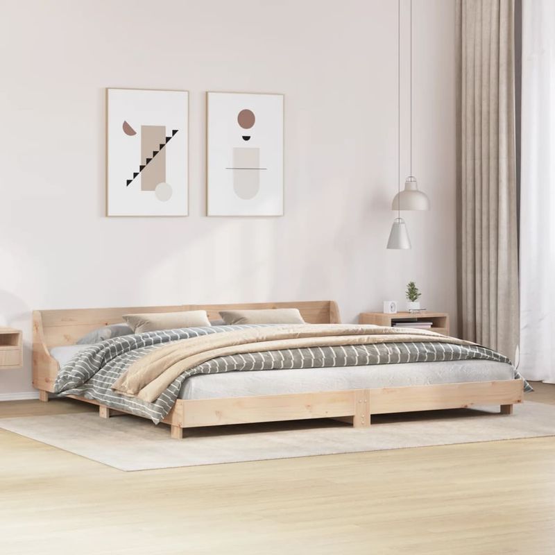 Casa si Gradina - Mobilier - Paturi si accesorii - Paturi - Cadru pat cu tablie 200x200 cm, lemn masiv de pin - Infinity.ro