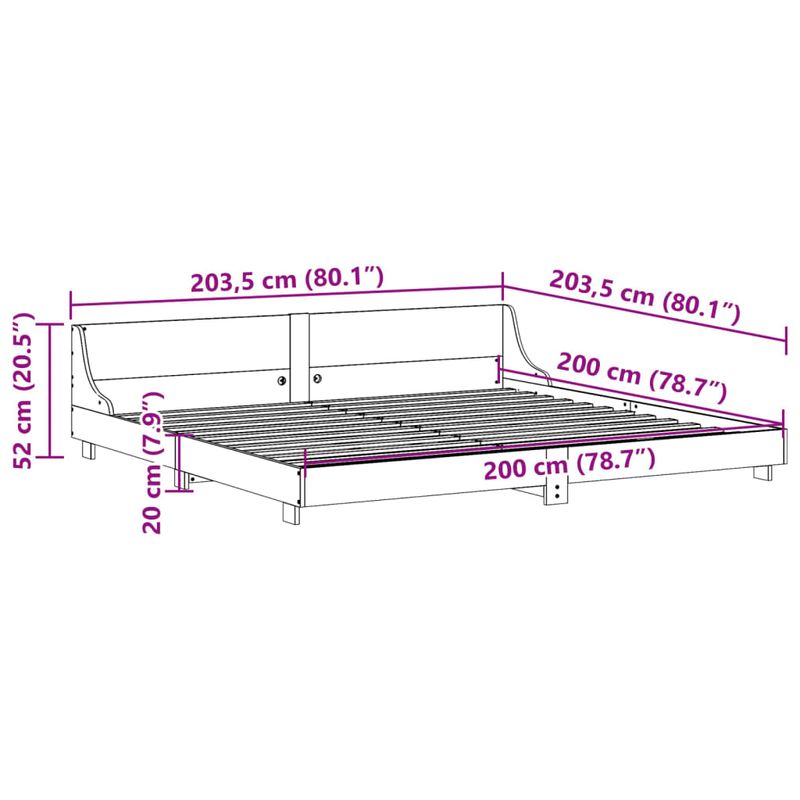 Casa si Gradina - Mobilier - Paturi si accesorii - Paturi - Cadru pat cu tablie 200x200 cm, lemn masiv de pin - Infinity.ro