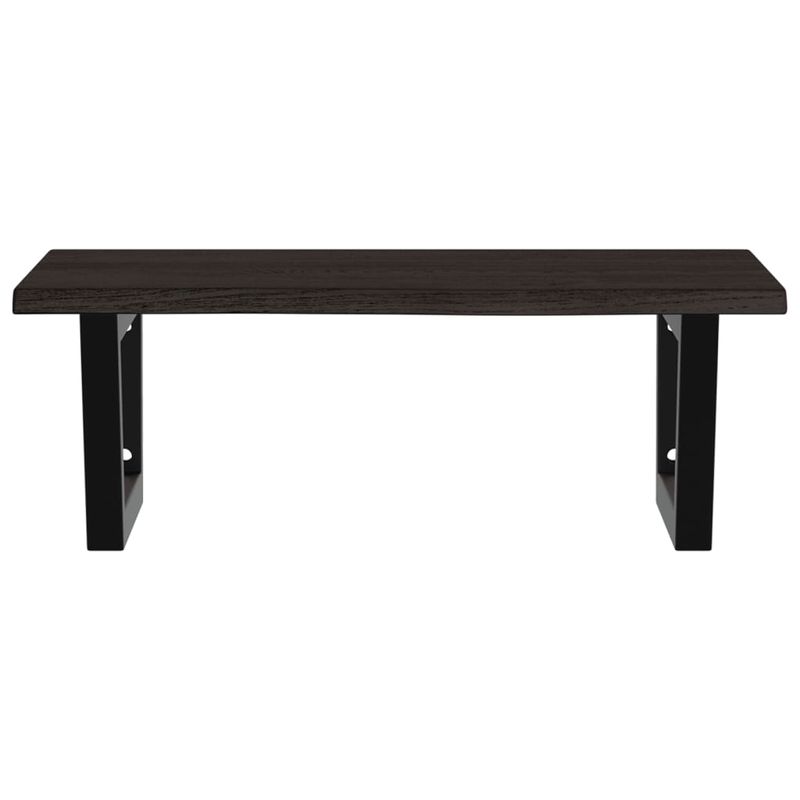 Casa si Gradina - Mobilier - Comode si corpuri - Masute de toaleta - Raft pentru lavoar montat pe perete, otel și lemn masiv stejar, maro închis și negru, mărime 60x50x2 cm, model trapez - Infinity.ro