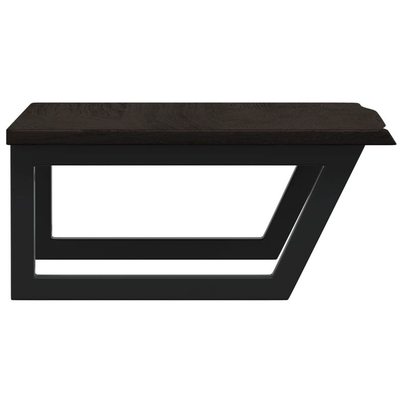 Casa si Gradina - Mobilier - Comode si corpuri - Masute de toaleta - Raft pentru lavoar montat pe perete, otel și lemn masiv stejar, maro închis și negru, mărime 60x50x2 cm, model trapez - Infinity.ro