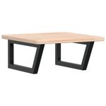 Casa si Gradina - Mobilier - Comode si corpuri - Masute de toaleta - Raft pentru lavoar montat pe perete, otel și lemn masiv stejar, maro și negru, mărime 50x50x2.5 cm, model trapez - Infinity.ro