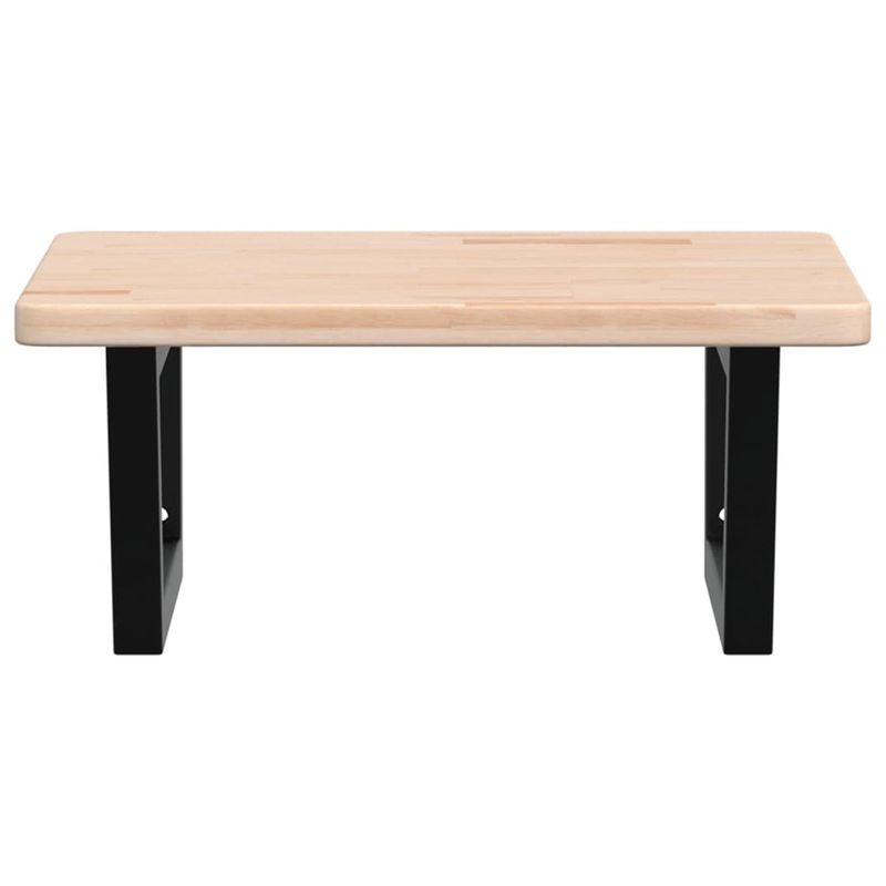 Casa si Gradina - Mobilier - Comode si corpuri - Masute de toaleta - Raft pentru lavoar montat pe perete, otel și lemn masiv stejar, maro și negru, mărime 50x50x2.5 cm, model trapez - Infinity.ro