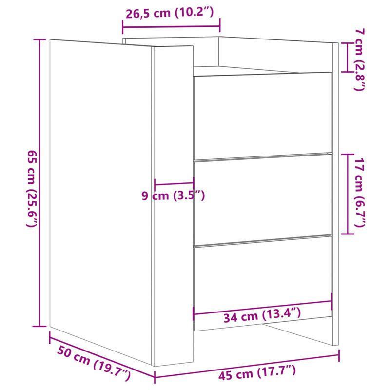Casa si Gradina - Mobilier - Comode si corpuri - Noptiere - Noptiera, negru, 45x50x65 cm, lemn prelucrat - Infinity.ro