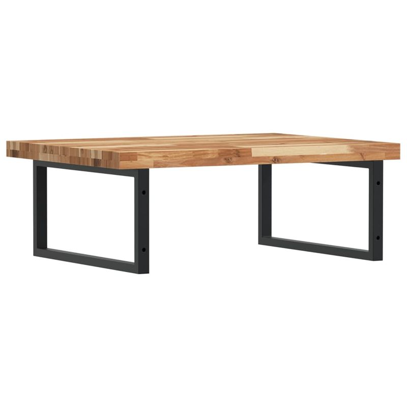Casa si Gradina - Mobilier - Biblioteci si rafturi - Rafturi - Raft pentru lavoar montat pe perete, otel și lemn masiv acacia, maro închis și negru, mărime 80x60x4 cm, model dreptunghiular - Infinity.ro