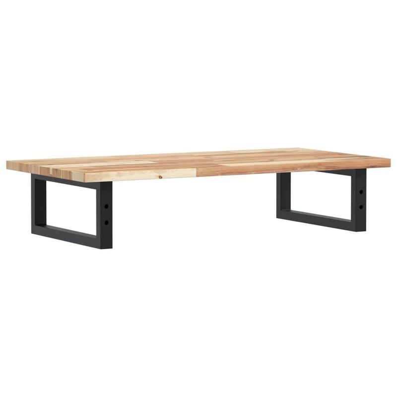 Casa si Gradina - Mobilier - Biblioteci si rafturi - Rafturi - Raft pentru lavoar montat pe perete, otel și lemn masiv acacia, maro și negru, mărime 100x40x2 cm, model dreptunghiular - Infinity.ro