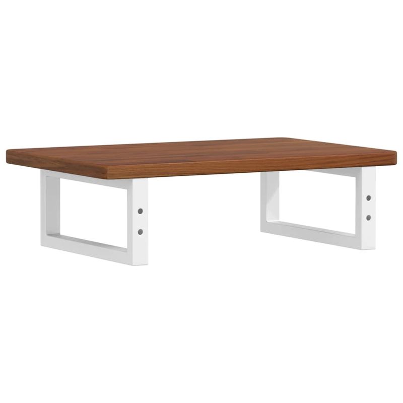 Casa si Gradina - Mobilier - Biblioteci si rafturi - Rafturi - Raft pentru lavoar montat pe perete, otel și lemn masiv stejar, maro închis și alb, mărime 60x40x2.5 cm, model dreptunghiular - Infinity.ro