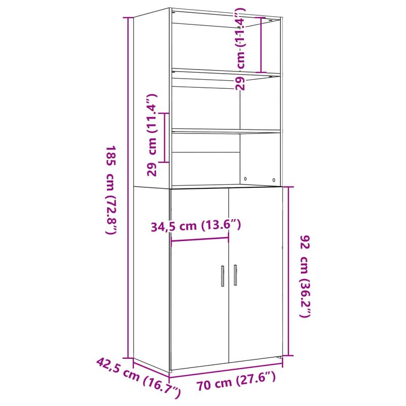 Casa si Gradina - Mobilier - Comode si corpuri - Corpuri bucatarie - Dulap inalt, stejar fumuriu, 70x42,5x185 cm, lemn prelucrat - Infinity.ro