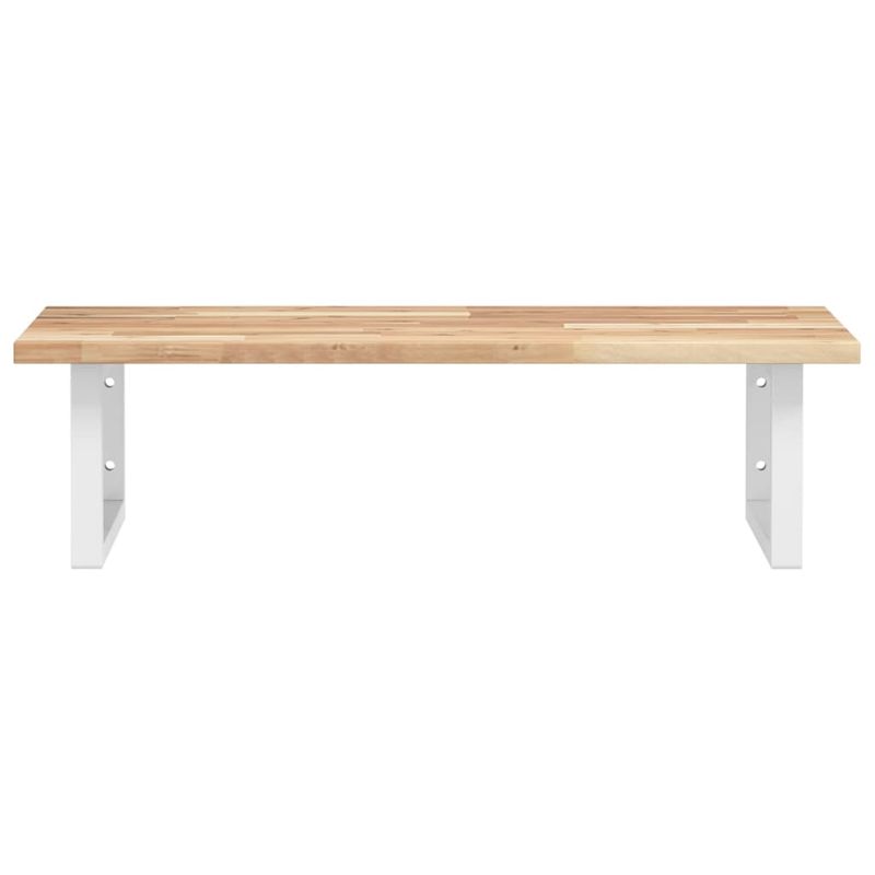 Casa si Gradina - Mobilier - Biblioteci si rafturi - Rafturi - Raft pentru lavoar montat pe perete, otel și lemn masiv acacia, maro și alb, mărime 60x50x2 cm, model dreptunghiular - Infinity.ro
