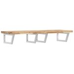 Casa si Gradina - Mobilier - Biblioteci si rafturi - Rafturi - Raft pentru lavoar montat pe perete, otel și lemn masiv acacia, maro și alb, mărime 140x50x4 cm, model trapez - Infinity.ro