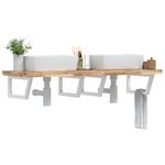 Casa si Gradina - Mobilier - Biblioteci si rafturi - Rafturi - Raft pentru lavoar montat pe perete, otel și lemn masiv acacia, maro și alb, mărime 140x50x4 cm, model trapez - Infinity.ro