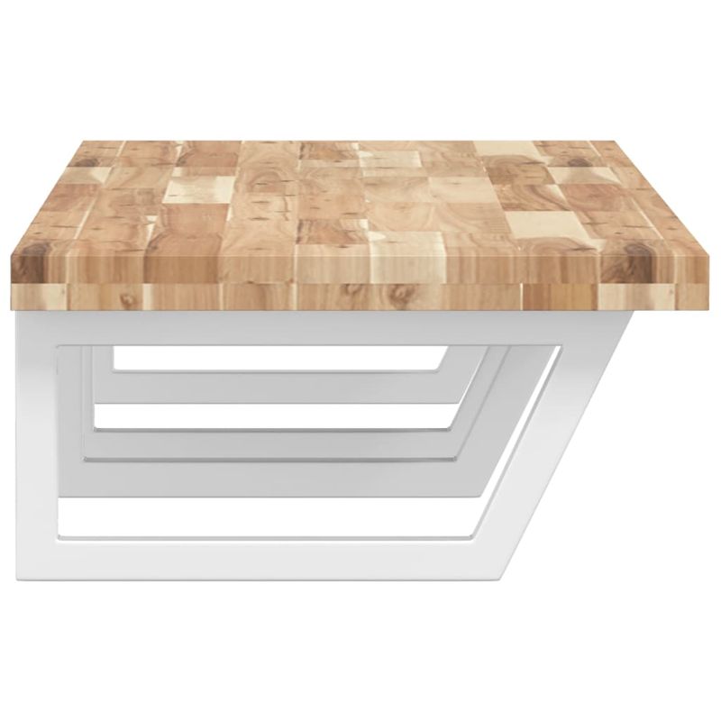 Casa si Gradina - Mobilier - Biblioteci si rafturi - Rafturi - Raft pentru lavoar montat pe perete, otel și lemn masiv acacia, maro și alb, mărime 140x50x4 cm, model trapez - Infinity.ro