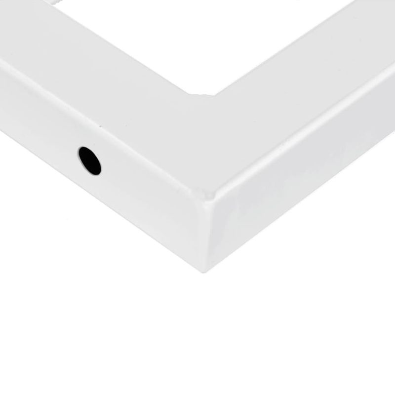 Casa si Gradina - Mobilier - Biblioteci si rafturi - Rafturi - Raft pentru lavoar montat pe perete, otel și lemn masiv acacia, maro și alb, mărime 140x50x4 cm, model trapez - Infinity.ro