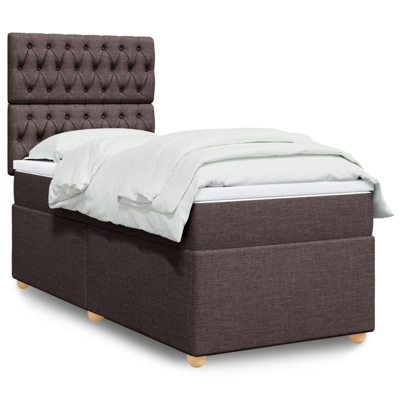 Casa si Gradina - Mobilier - Paturi si accesorii - Paturi - Pat box spring cu saltea, maro inchis, 80x200 cm, textil - Infinity.ro
