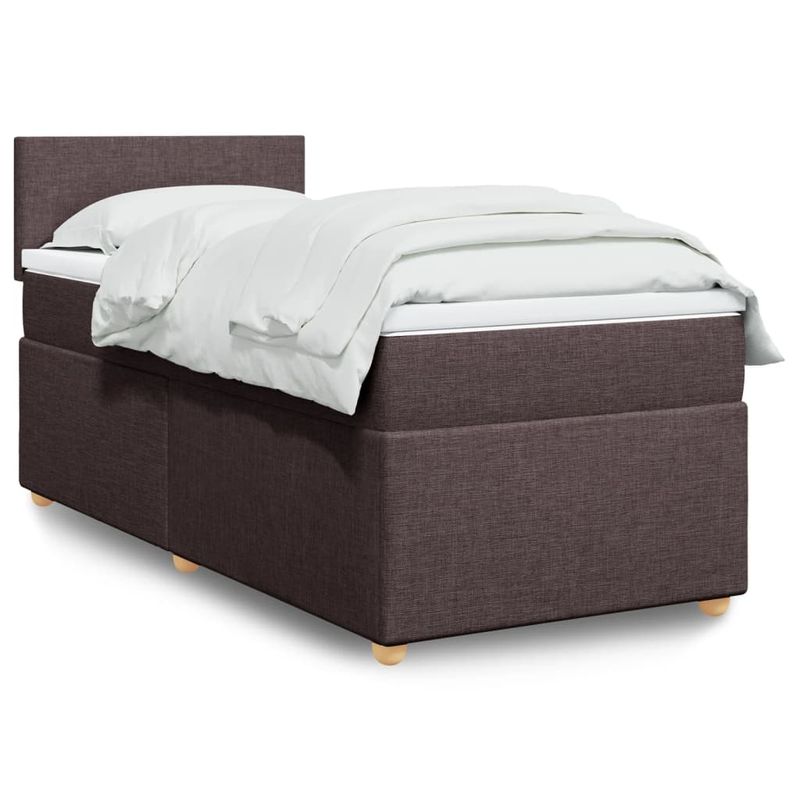 Casa si Gradina - Mobilier - Paturi si accesorii - Paturi - Pat box spring cu saltea, maro inchis, 100x200 cm, textil - Infinity.ro