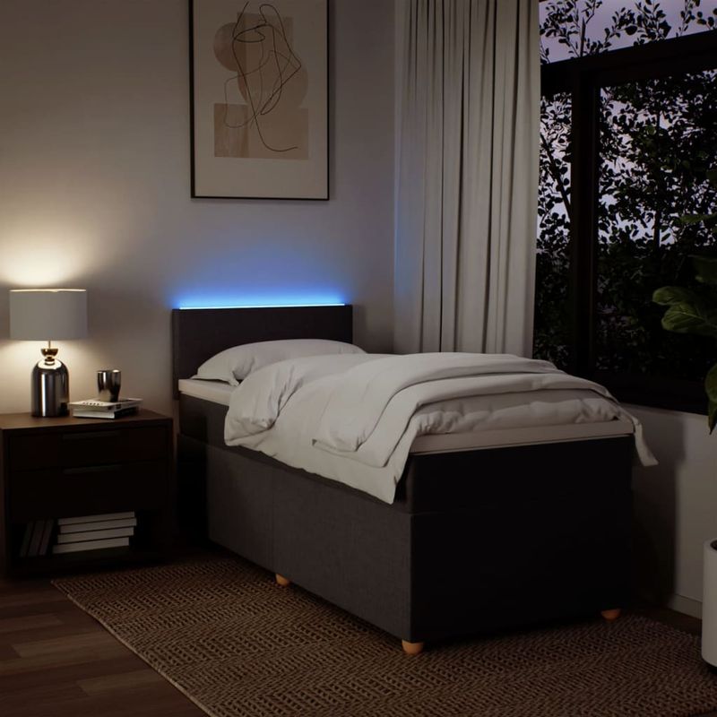 Casa si Gradina - Mobilier - Paturi si accesorii - Paturi - Pat box spring cu saltea, maro inchis, 100x200 cm, textil - Infinity.ro