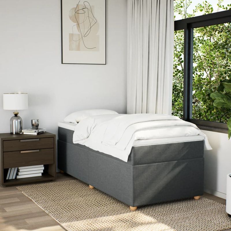 Casa si Gradina - Mobilier - Paturi si accesorii - Paturi - Pat box spring cu saltea, gri inchis, 80x200 cm, textil - Infinity.ro