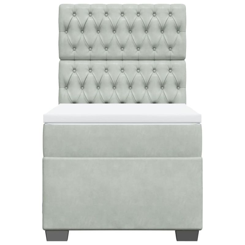 Casa si Gradina - Mobilier - Paturi si accesorii - Paturi - Pat box spring cu saltea, gri deschis, 100x200 cm, catifea - Infinity.ro