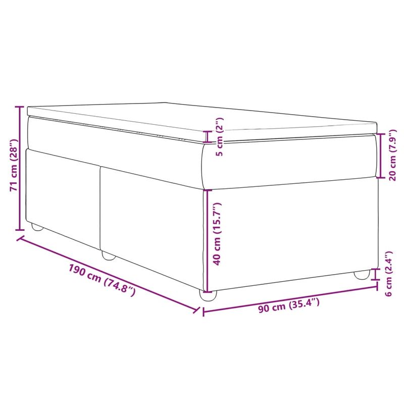 Casa si Gradina - Mobilier - Paturi si accesorii - Paturi - Pat box spring cu saltea, gri inchis, 90x190 cm, textil - Infinity.ro
