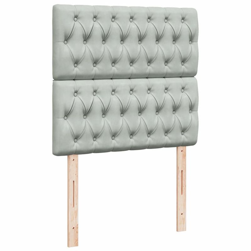 Casa si Gradina - Mobilier - Paturi si accesorii - Paturi - Pat box spring cu saltea, gri deschis, 100x200 cm, catifea - Infinity.ro